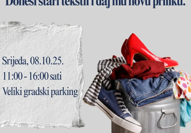 Akcija SAKUPLJANJA TEKSTILNOG OTPADA u srijedu, 8. listopada