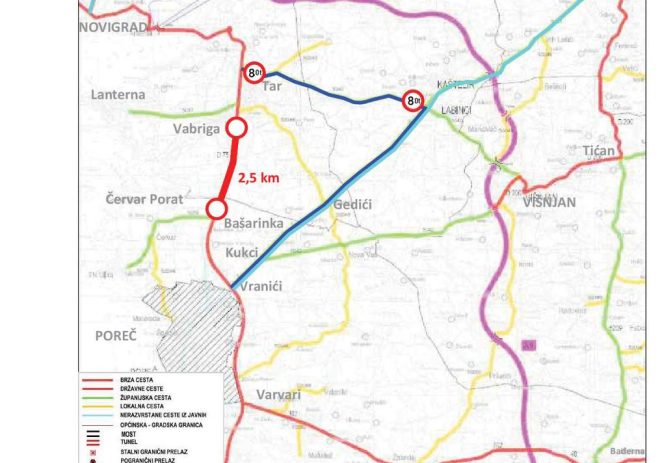 Zbog rekonstrukcije 2,5 km cesta Tar – Poreč zatvara se na 9 mjeseci. Donosimo obilazne pravce i detalje projekta