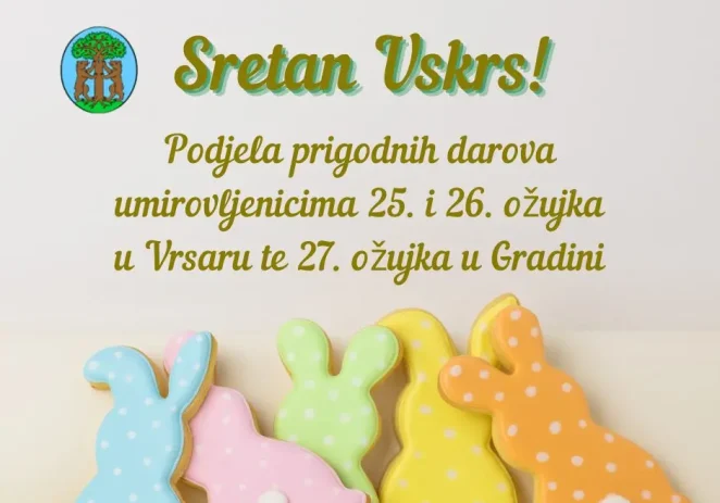 Obavijest o dodjeli prigodnog dara umirovljenicima sa područja Općine Vrsar povodom Uskršnjih blagdana