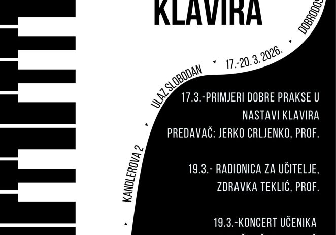 Umjetnička škola Poreč organizira 18. Dane klavira