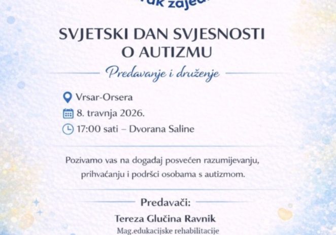 Udruga Korak zajedno u Vrsaru organizira predavanje povdom Dana svjesnosti o autizmu
