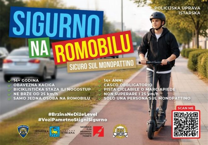 Dvoje djece na JEDNOM (prejakom) romobilu, na DRŽAVNOJ CESTI,  jedno i bez kacige
