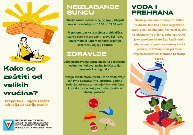 Nastavni zavod za javno zdravstvo Istarske županije poziva građane na pojačan oprez tijekom najavljenih visokih temperatura