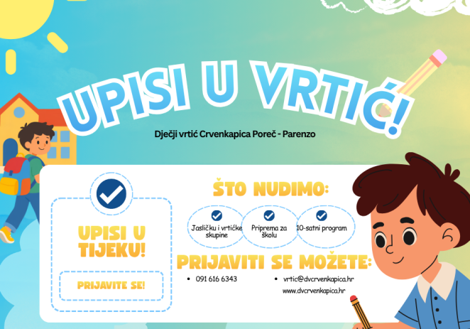 Dječji vrtić Crvenkapica Poreč-Parenzo poziva na upis djece