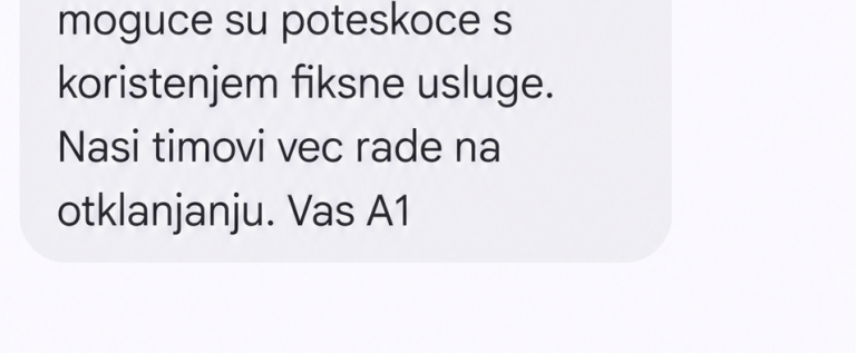 A1 obavijest o nedostupnosti usluge