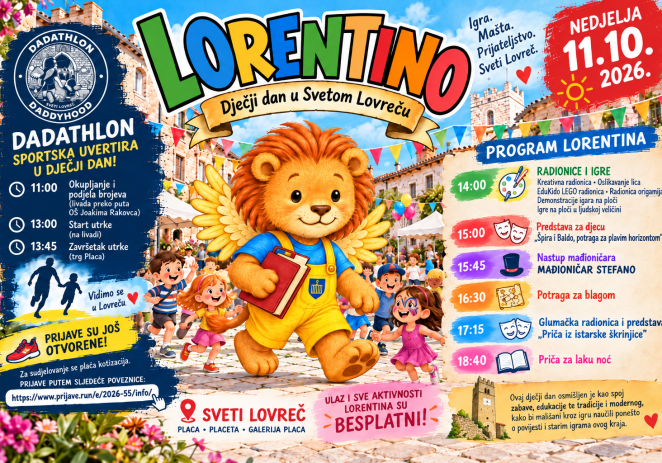 LORENTINO ponovno stiže u Sveti Lovreč  – Dječji dan ispunjen igrom, predstavama, radionicama i pustolovinama
